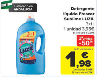 Carrefour Detergente líquido Frescor Sublime LUZIL 3+1 L oferta