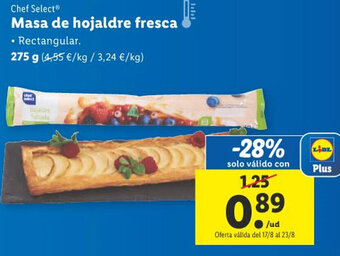 Lidl Chef Select Masa de hojaldre fresca oferta