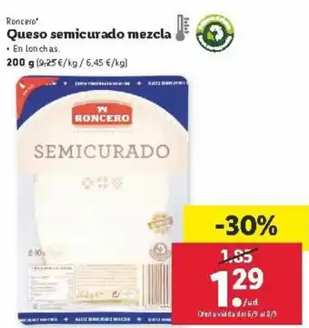 Lidl Roncero Queso semicurado mezcla 200g oferta
