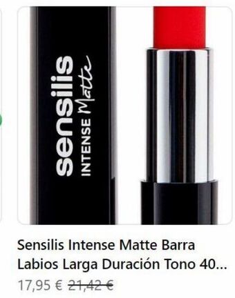 MiFarma Sensilis matte  intense  sensilis  intense matte barra  labios larga duración tono 40...  17,95 € 21,42 € oferta