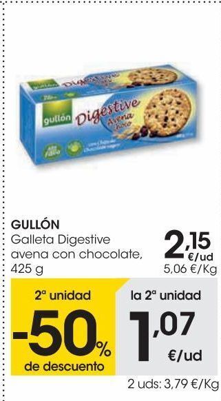 Eroski Gullon galleta digestive avena con chocolate 425 g oferta