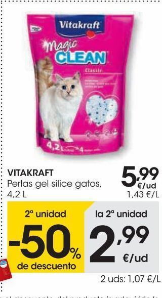 Eroski Vitakraft perlas gel silice gatos 4,2 l oferta