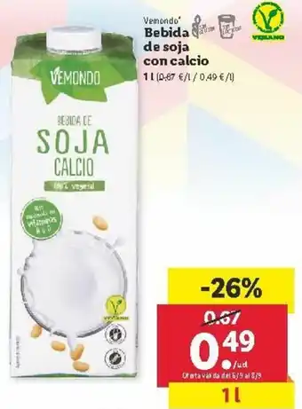 Lidl Bebida De soja con calcio 1l oferta