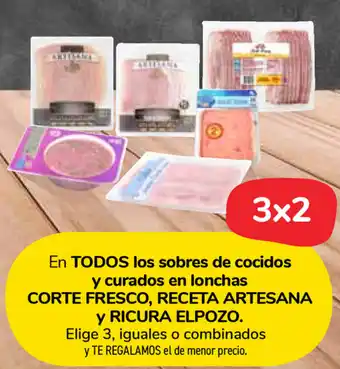 Carrefour Market Todos los sobres de cocido y curados en lonchas Corte Fresco, Receta Artesana y Ricura Elpozo oferta