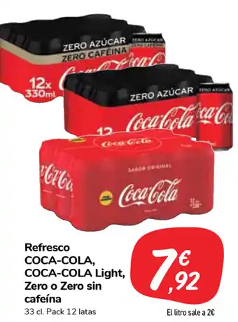 Carrefour Market Coca-cola,Coca-cola Light, Refresco Zero o Zero sin cafeína 33cl oferta
