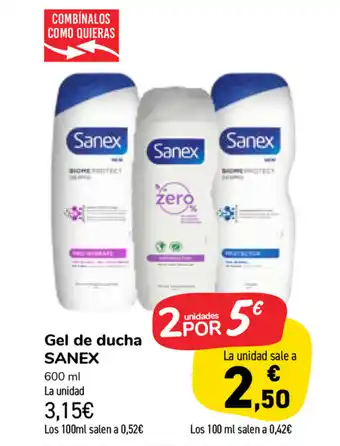 Carrefour Market Sanex Gel de ducha 600ml oferta