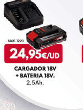 BricoCentro CARGADOR 18V + BATERIA 18V. 2,5Ah. oferta