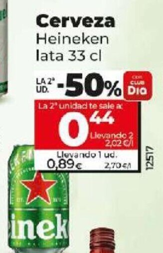 Dia Cerveza Heineken lata 33 cl oferta