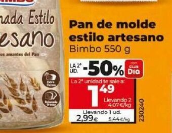 Dia Pan de molde estilo artesano oferta