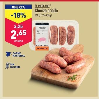 ALDI Chorizo criollo el mercado oferta