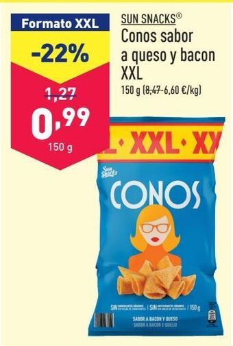 ALDI Conos sabor a queso y bacon xxl sun snacks oferta