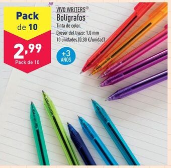 ALDI Bolígrafos vivo writers oferta
