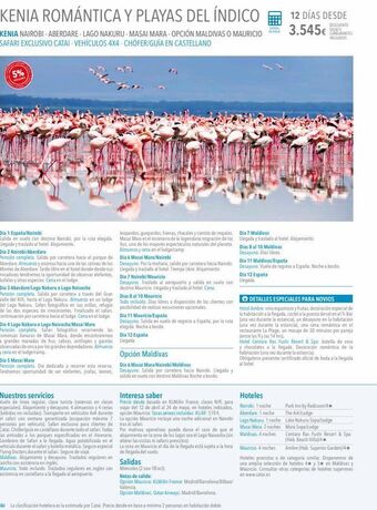 Catai Kenia romántica y playas del índico kenia nairobi-aberdare lago nakuru - masai mara opción maldivas o mauricio safari exclus oferta