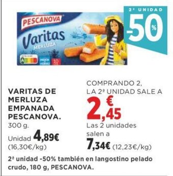 Supercor VARITAS DE MERLUZA EMPANADA PESCANOVA. 300 g oferta