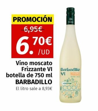 Maskom Supermercados Vino moscato Frizzante VI botella de 750 ml BARBADILLO El litro sale a 8,93€ oferta