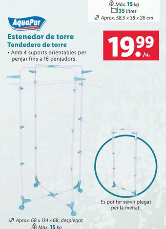 Lidl Estenedor de torre Tendedero de torre oferta