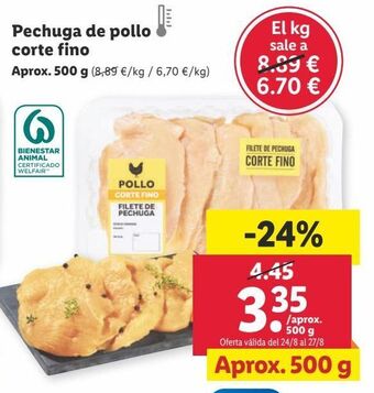 Lidl Pechuga de pollo oferta