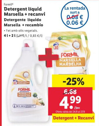 Lidl Formil Detergent líquid Marsella + recanvi oferta