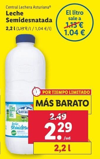 Lidl Leche semidesnatada central lechera asturiana oferta