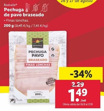 Lidl Pechuga de pavo braseada realvalle oferta