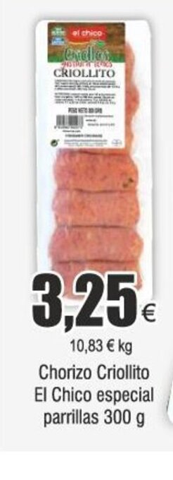 FROIZ Chorizo Criollito El Chico especial parrillas 300 g oferta