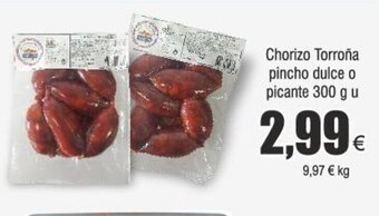 FROIZ Chorizo Torroña pincho dulce o picante 300 g u oferta