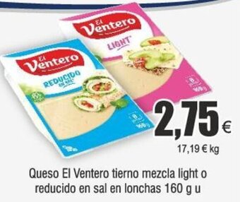 FROIZ Queso El Ventero tierno mezcla light o reducido en sal en lonchas 160 g u oferta