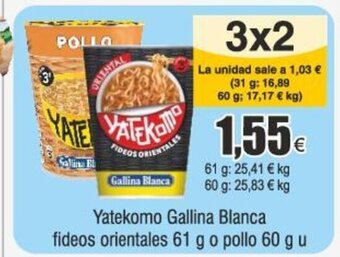 FROIZ Yatekomo Gallina Blanca fideos orientales 61 g o pollo 60 g u oferta