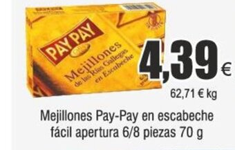 FROIZ Mejillones Pay-Pay en escabeche fácil apertura 6/8 piezas 70 g oferta