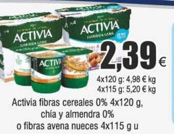 FROIZ Activia fibras cereales 0% 4x120 g, chía y almendra 0% avena nueces 4x115 g u oferta