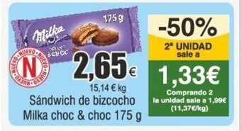 FROIZ Sándwich de bizcocho Milka choc & choc 175 g oferta