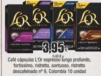 FROIZ Café cápsulas L'Or espresso lungo profundo, fortissimo, ristretto, sontuoso, ristretto descafeinado nº 9, Colombia 10 unidad oferta