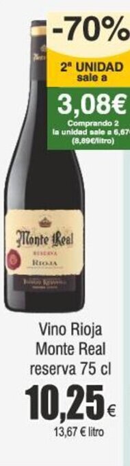 FROIZ Vino Rioja Monte Real reserva 75 cl oferta