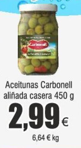 FROIZ Aceitunas Carbonell aliñada casera 450 g oferta