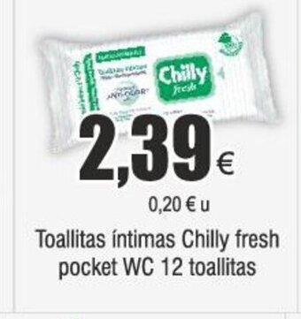 FROIZ Toallitas íntimas Chilly fresh pocket WC 12 toallitas oferta