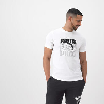 Decathlon Camiseta fitness puma hombre blanco algodón manga corta oferta