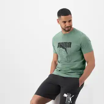Decathlon Camiseta fitness puma hombre verde manga corta algodón oferta