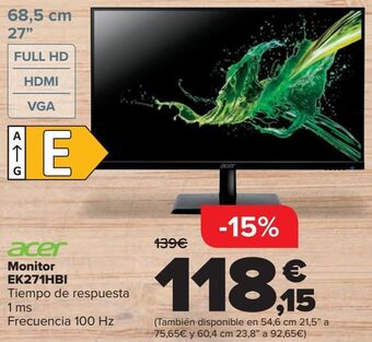 Carrefour Acer monitor ek271hbi oferta