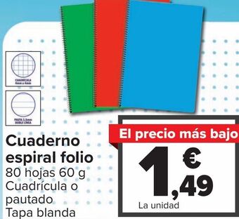 Carrefour Cuaderno espiral folio oferta