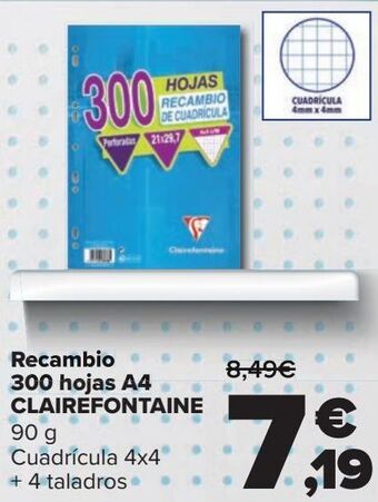 Carrefour Recambio 300 hojas a4 clairenfontaine oferta