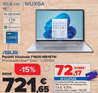 Carrefour Asus portátil vivobook f1605-mb187w oferta
