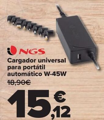 Carrefour Ngs cargador universal para portátil automático w-45w oferta