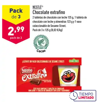 ALDI Nestle Chocolate extrafino Pack de 3 x 125g oferta