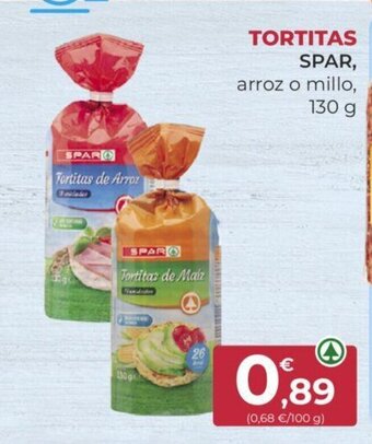 SPAR TORTITAS SPAR, arroz o millo, 130 g oferta