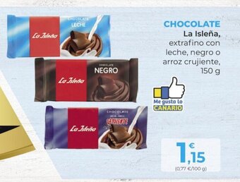 SPAR CHOCOLATE La Isleña, extrafino con leche, negro o arroz crujiente, 150 g oferta