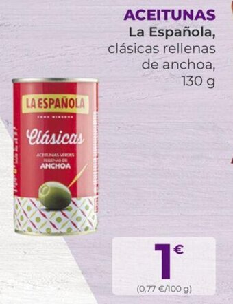 SPAR ACEITUNAS La Española, clásicas rellenas de anchoa, 130 g oferta