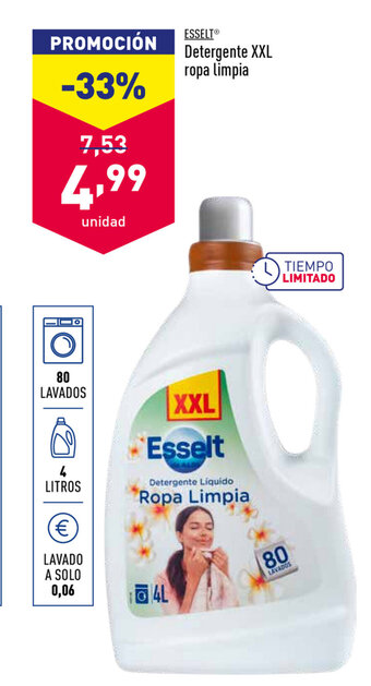 ALDI Esselt Detergente XXL ropa limpia oferta