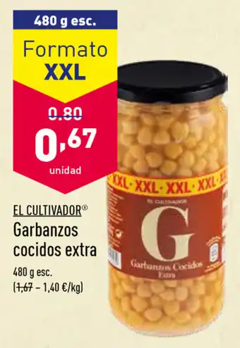 ALDI El Cultivator Garbanzos cocidos extra 480g oferta