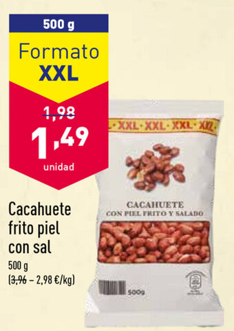 ALDI Cacahuete frito píel con sal 500g oferta
