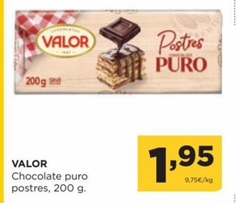 Alimerka VALOR Chocolate puro postres, 200 g. oferta
